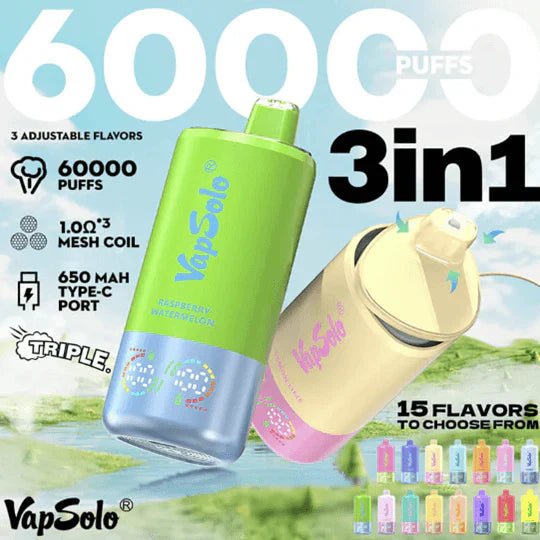 Vapsolo Triple 60000 disposable vape collection – 3 flavor in 1 vape