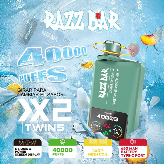 RAZZ BAR 40000 - STRAWBERRY KIWI & BLUEBERRY SOUR RASPBERRY